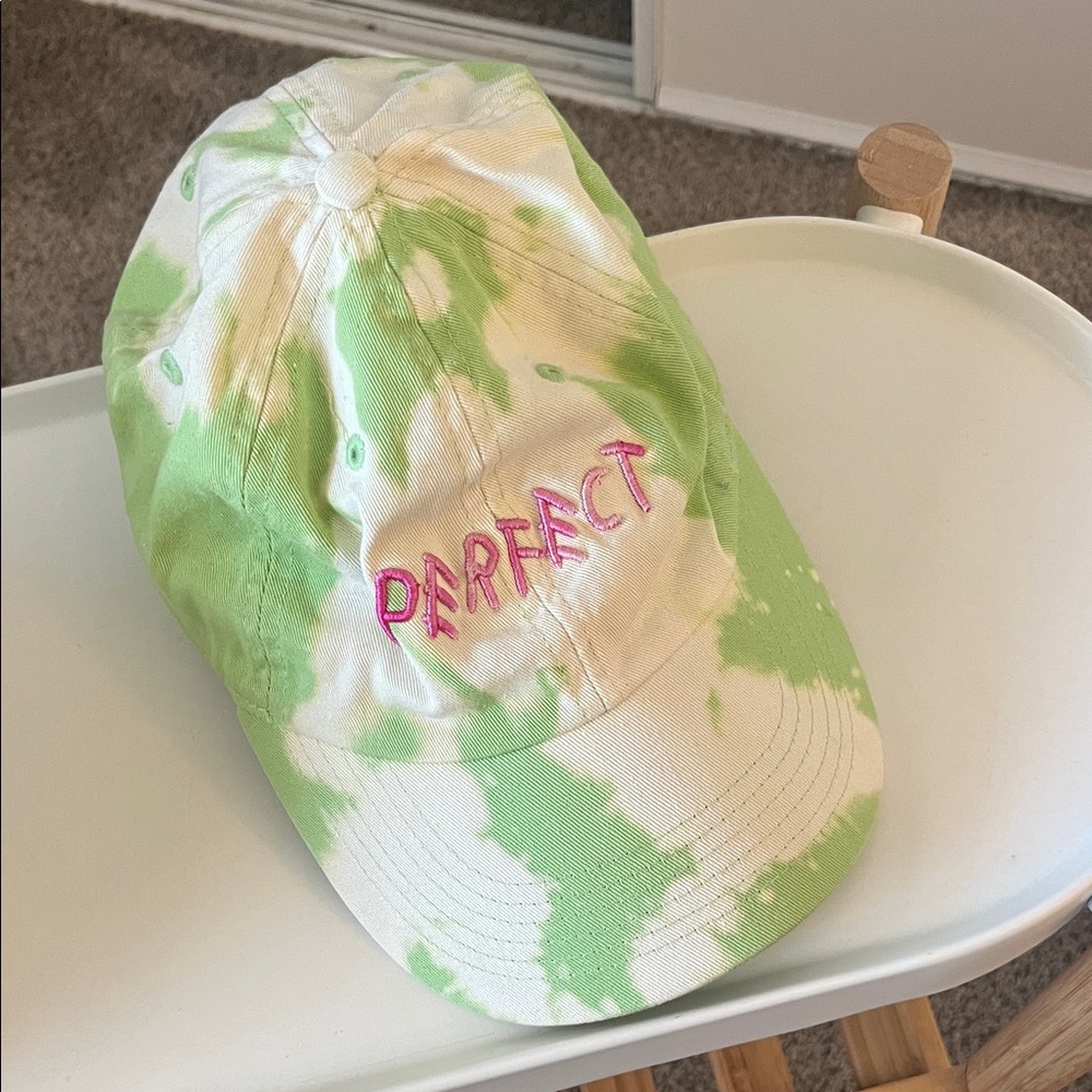 Green and White Tie-Dye Cap